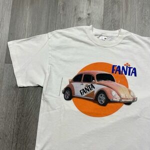 VTG 90s Fanta Soda Pop Volkswagen Beetle Promo Sz Small Euro Screen Stars Tshirt